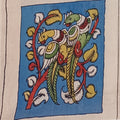 Blue Kalamkari Bangalore Silk cloth patch with placement pattern and border