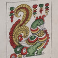 Multicolor Kalamkari figurative fabric piece with a border