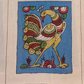 Blue Kalamkari Bangalore Silk patch pen 9011 with figurative pattern and border detail