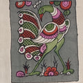 Grey Kalamkari Bangalore Silk fabric piece with a placement pattern and border detail