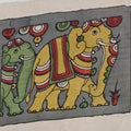 Grey Kalamkari fabric patch with a figurative design