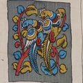 Grey Kalamkari Bangalore Silk fabric piece with placement pattern and border