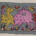 Multicolor Kalamkari Bangalore Silk fabric piece with placement pattern and border detail