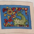 Blue Kalamkari silk cloth patch with placement pattern and border