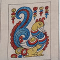 Multicolor Kalamkari Bangalore Silk fabric piece with placement pattern and border