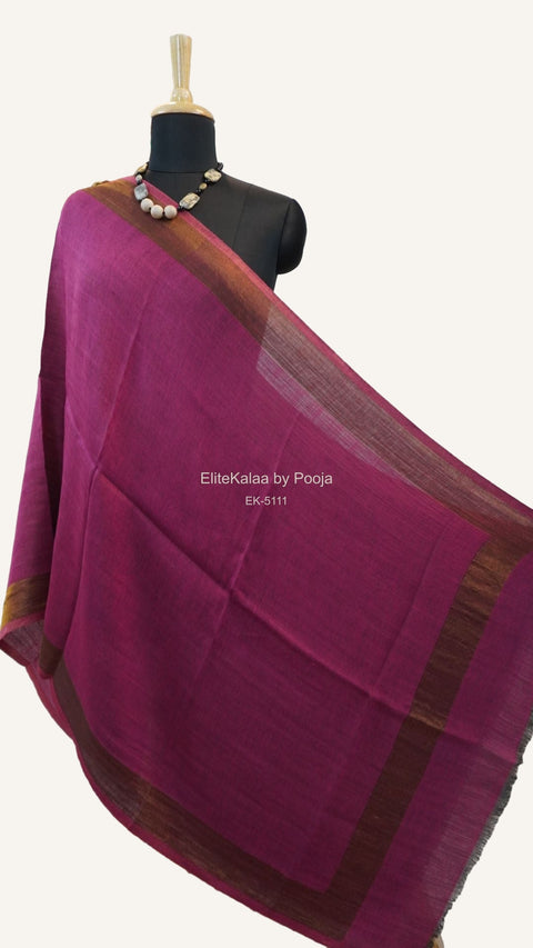Dark pink fine wool reversible stole with zari and a subtle solid design with border detail