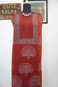 Ajrakh handblock kala cotton Kurti /top material/ Red/ Block pattren 5