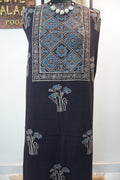 Ajrakh handblock kala cotton Kurti /top material/ black/ Block pattren 15