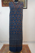 Ajrakh handblock kala cotton Kurti /top material/ indigo blue / Block pattren 7
