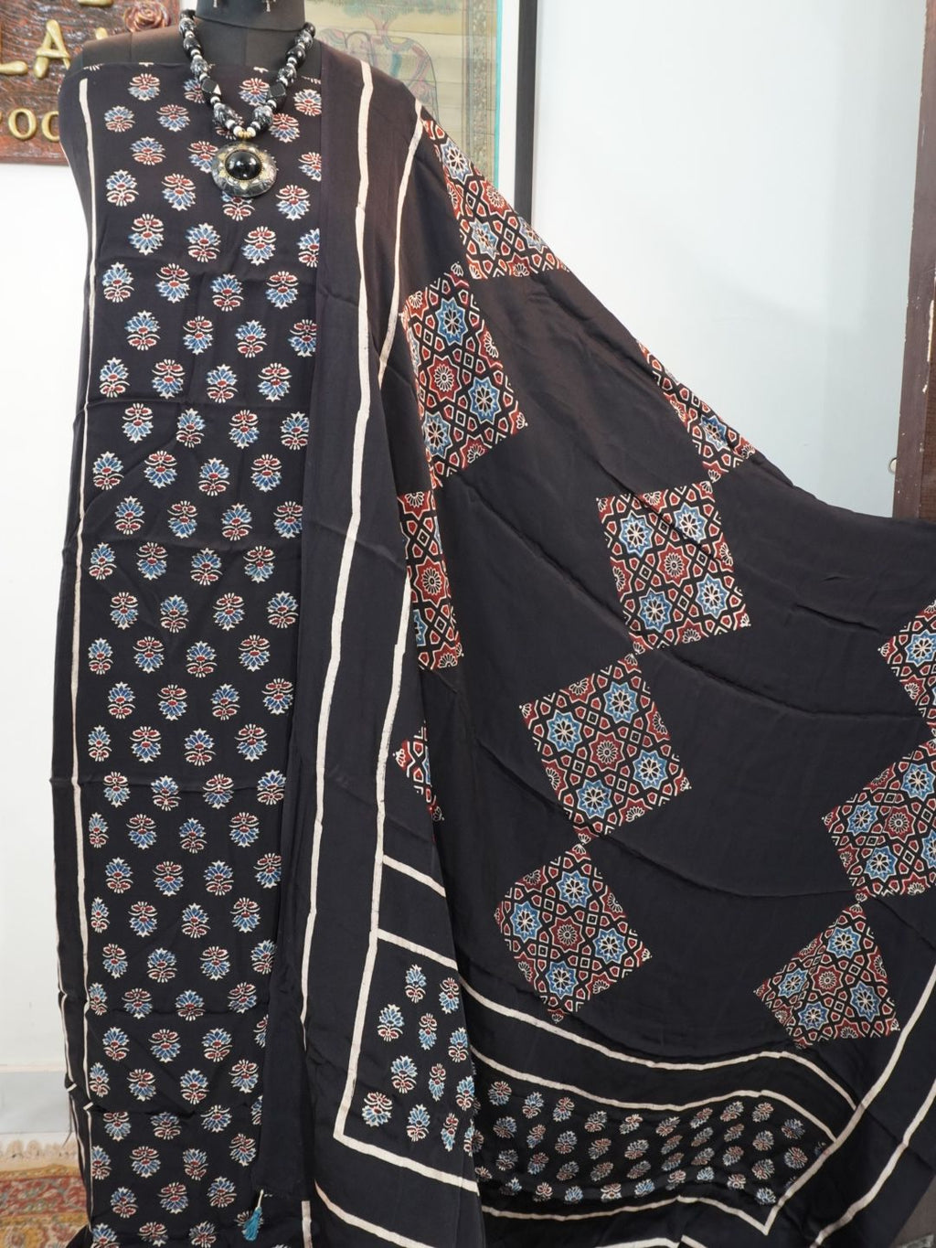 Ajrakh modal 2 Piece suit sets - black