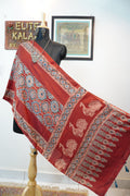 Ajrakh modal stole-red/badam boota design