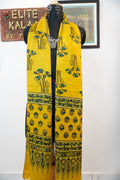 Ajrakh modal stole-yellow/ flower design