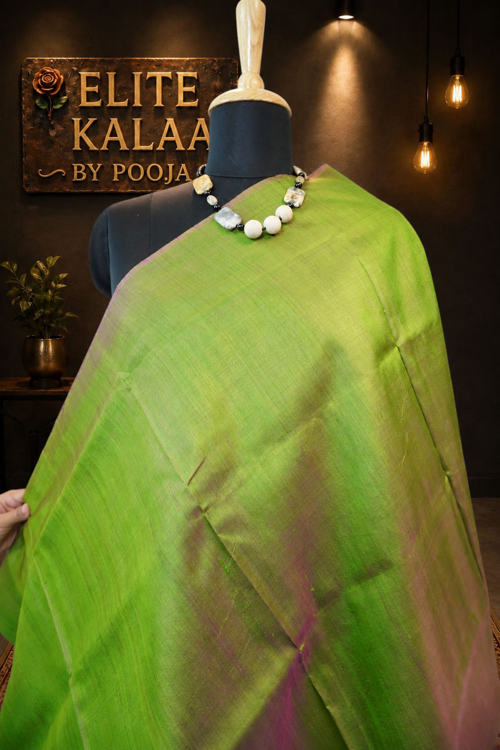 Katan Silk Plain Saree Green with Border