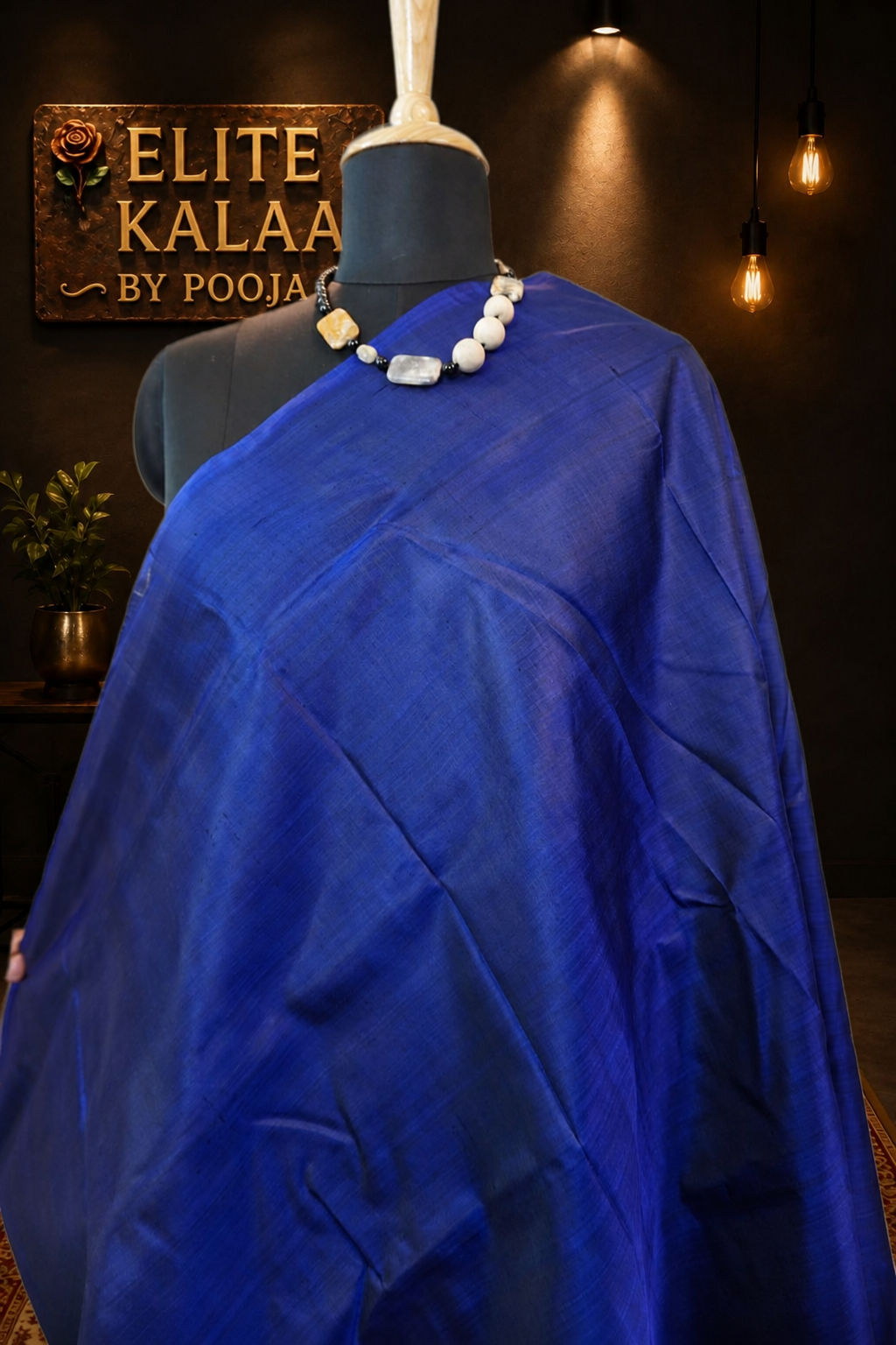 Katan Silk Plain Saree Navy Blue