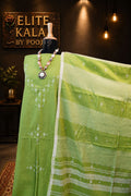 Kala Cotton Bhujodi 3 Piece Unstitched Suit Set Parrot Green