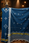 Bhujodi Kala Cotton 3 Pc Unstitched Suit Set Teal Blue Design 1