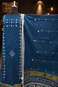 Kala Cotton Bhujodi 3 Piece Unstitched Suit Set Teal Blue Design 5