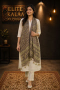 Ajrakh Modal Stole Brown Small Floral Design