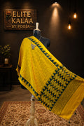 Ajrakh Modal Stole Yellow Polka Dot Design