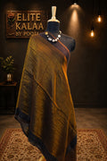 Brown fine wool reversible stole with zari and contrasting border detailing