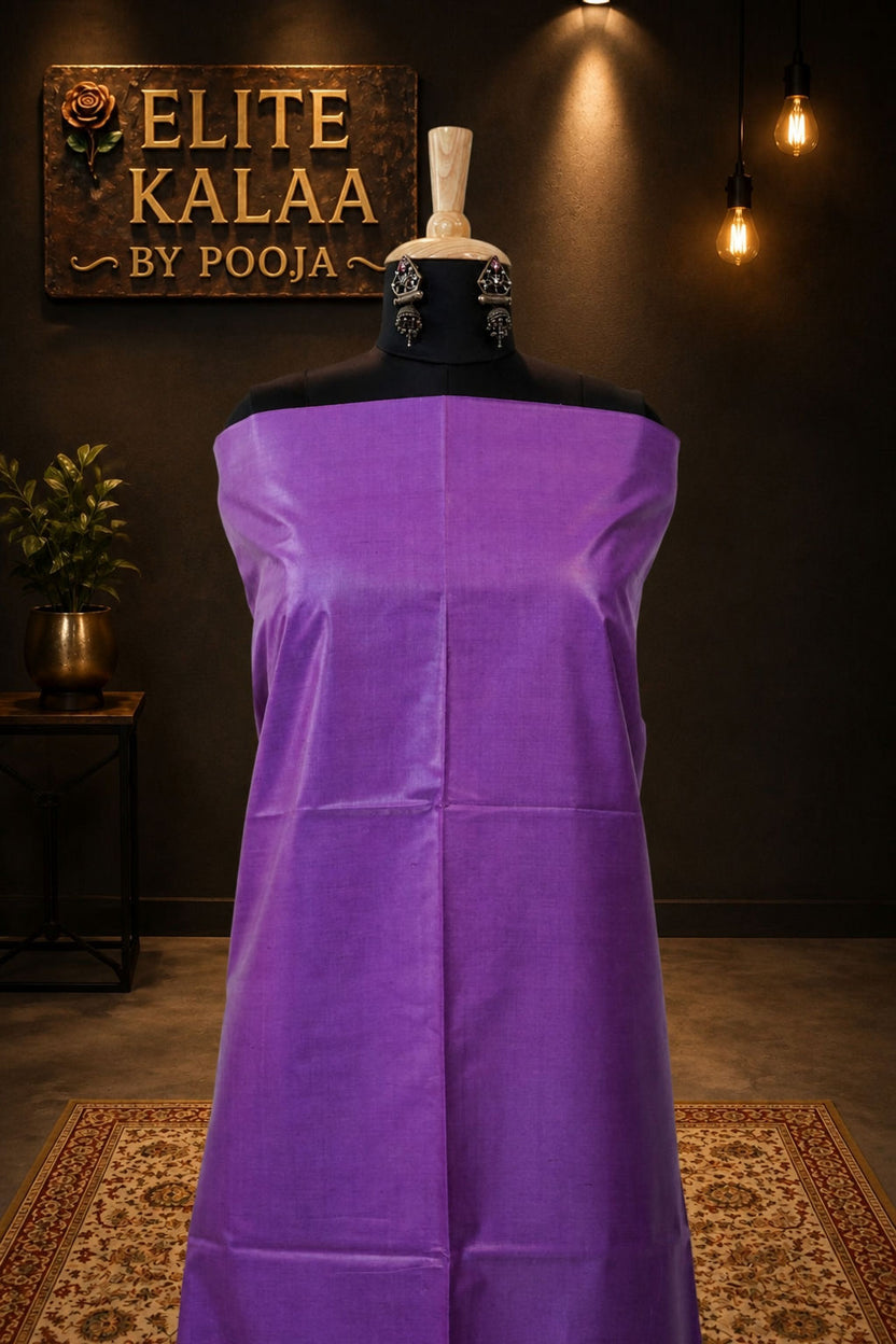 Desi Tusser Handloom Tusser Fabric Piece Purple