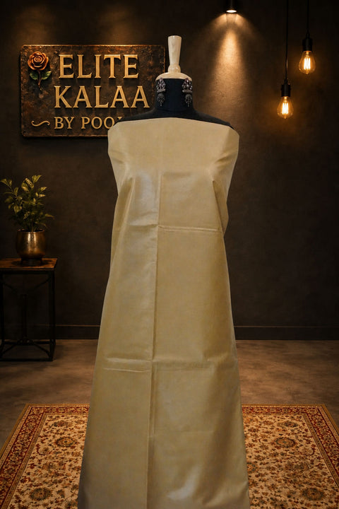 Desi Tusser Handloom Fabric Natural Tusser Colour - Beige