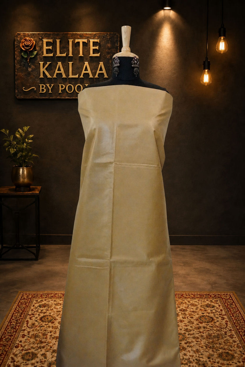 Desi Tusser Handloom Fabric Natural Tusser Colour - Beige