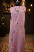 Kala Cotton Bhujodi Placement Pattern Kurti Fabric Onion Pink Front Chomuk Work