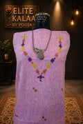 Bhujodi Kala Cotton Kurti Fabric Pink Neck Chomuk and Mirror Work