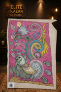 Kalamkari Annakpakshi Bird floral pink patch with border