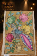 Kalamkari Annakpakshi Bird floral brown patch with border