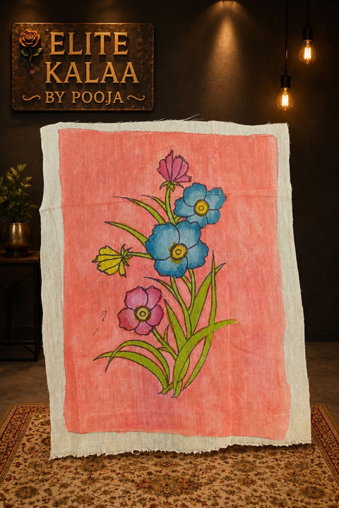 Kalamkari Bangalore Silk patch with Mughal-08 design reference in 12x9 inch size