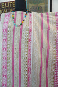 Pink cotton Bagh handblock 3 piece unstitched suit set with printed design