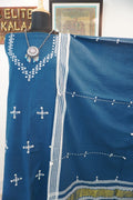 Bhujodi kala cotton 3 pc suit/ Teal blue/design 3