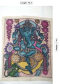 Blue Kalamkari Ganesha patch with border detail and devotional textile artwork design