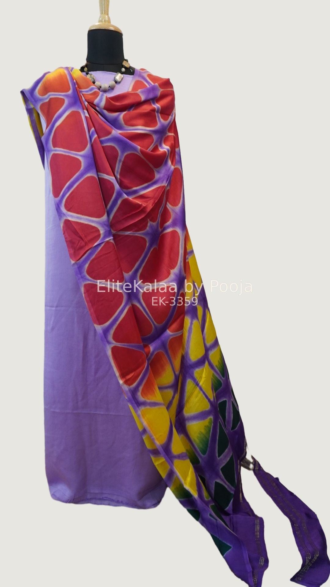 Purple modal unstitched 3-piece suit set with abstract pattern and bordered dupatta