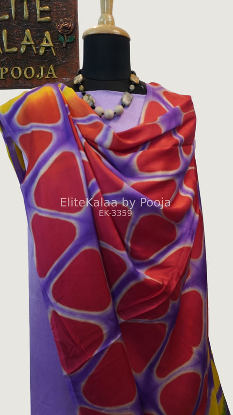 Purple modal unstitched 3-piece suit set with abstract pattern and bordered dupatta