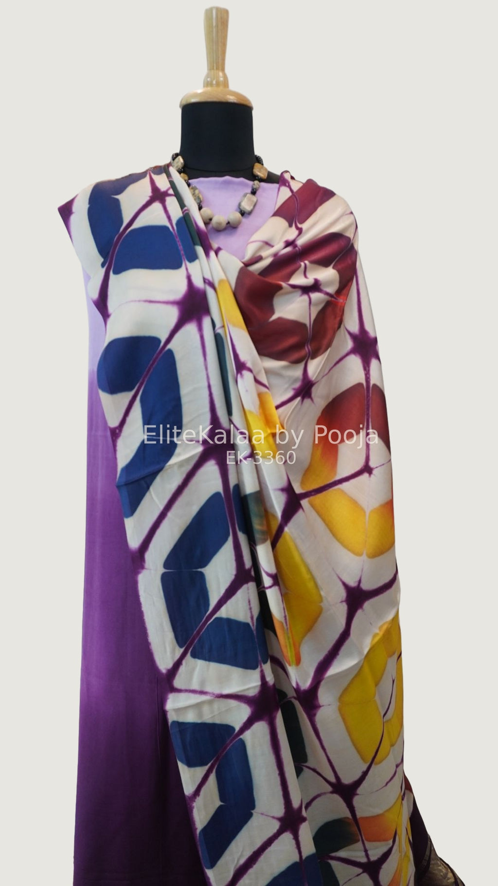 Modal 3-piece unstitched suit set in lavender purple with abstract pattern and border detail