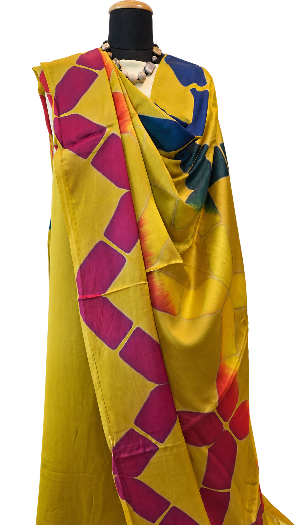 Modal Clamp Dyeing 3-Piece Unstitched Suit Set in Mustard with Abstract Dupatta — 3