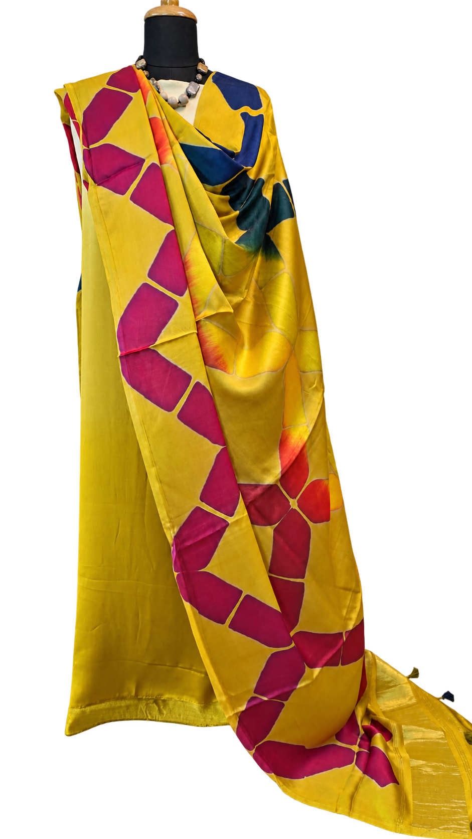 Modal Clamp Dyeing 3-Piece Unstitched Suit Set in Mustard with Abstract Dupatta — 4