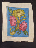 Blue Kalamkari lotus motif patch with placement pattern and clean design
