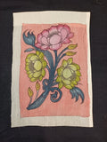 Pink Kalamkari lotus patch with a placement pattern and Lotus-04 design code