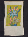 Green Kalamkari floral patch with Lily motif and detailed design