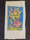 Kalamkari Bangalore Silk patch with a lily motif in a 12x8 inches format