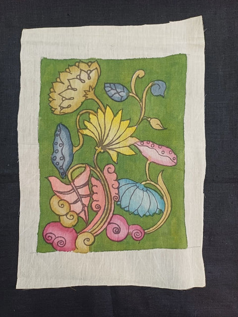 Green Kalamkari patch with Kamal Alekhan motif and placement pattern
