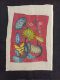 Red Kalamkari patch with Kamal Alekhan motif and placement pattern, 11x9 inch
