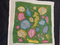 Green Kalamkari Bangalore Silk patch with leaf floral motif and border, 13x13 Inches