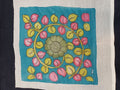Blue Kalamkari Bangalore Silk patch with floral design and 13x13 Inches size