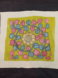 Yellow Kalamkari patch with a floral leaf motif and 13x13 inches size