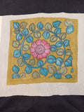 Yellow Kalamkari floral patch with border and 13x13 Inches size